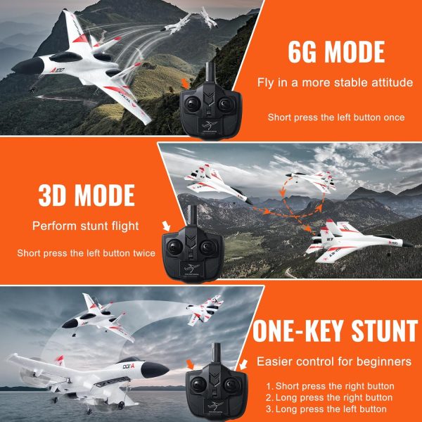 VEVOR RC Plane, 2.4GHZ 4 Channel RC Airplane with 6-Axis Gyro Stabilizer&2 Batteries, Ready to Fly SU-27 Fighter Aircraft Plane Toy for Adults Kids Beginners Boys Birthday/Xmas Child Gift - Image 4