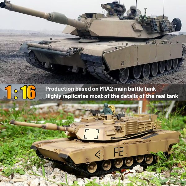 Heng Long 1/16 Scale Rc Tanks,2.4GHz US M1A2 Abrams Army Tank Model, 360° Turret Barrel Recoil BB Shooting,with Sound and Light,3819 Remote Control Military Tank,Toys for ages 14 and up - Image 3