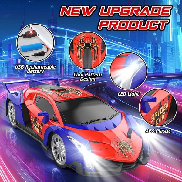 Growsland Remote Control Car, 2.4Ghz Rc Cars for Boys 4-7 8-12, Electric Kids Toys for Kids with Cool LED Lights, Rechargeable Hobby Race Cars Toys for Boys Girls Ages 4-6 5-7 6-8 8-12 Birthday Gift - Image 3