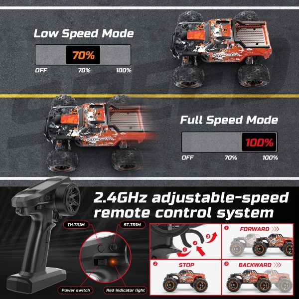 DEERC H16R Brushless Fast RC Cars,1:16 52KM/H High Speed Remote Control Car,4X4 All Terrains RC Monster Truck,Waterproof Off-Road Hobby Electric Vehicle Car Gift for Adults Boys,2 Li-ion Batteries - Image 6