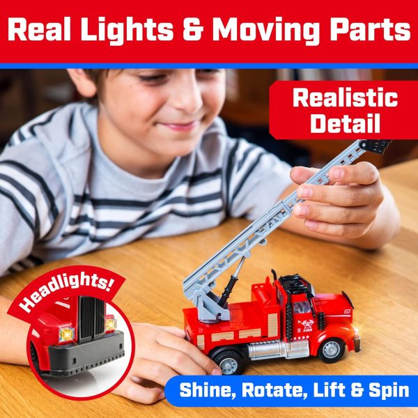 Force1 Mini RC Firetrucks Toys for Kids - 2 Pack Remote Control Kid Fire Truck Toy Set with Mini Water Tank and Boom Toy Fire Trucks for Boys or Girls, Rechargeable 2.4GHz Remote Firetruck with Lights - Image 6