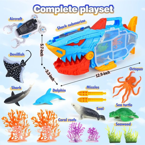 CORPER TOYS Shark Submarine Toys for Kids with Sea Animals and Vehicle Storage Carrier Toy Playset for Boys Toddler Gift for Birthday Christmas - Image 6