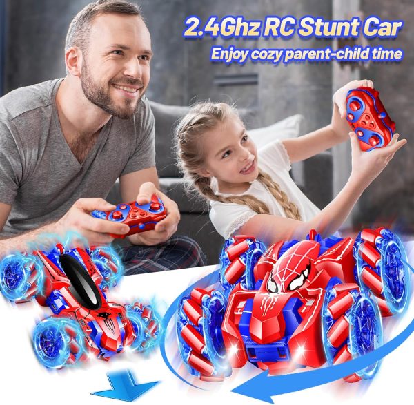 Spider Remote Control Car for Kids, Stunt Car Toy with Light Strip, 2.4 Ghz RC Cars Toy for 4 5 6 7 8-12 Year Old Boys Toddler Christmas Birthday Gifts, Fast Race Car Rechargeable Monster Truck - Image 7