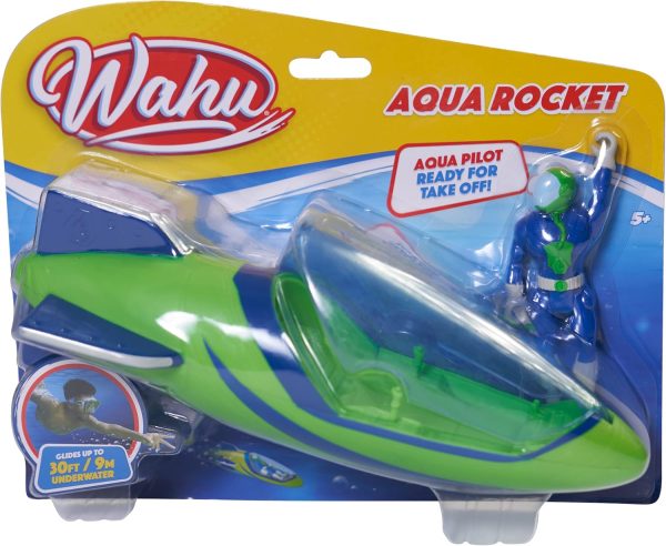 Wahu Aqua Rocket Underwater Pool Toy for Kids Ages 5+, Kids Water Toy Set with Rocket and Pilot Diving Toy, Glides up to 30' Underwater, Green/Blue - Image 2