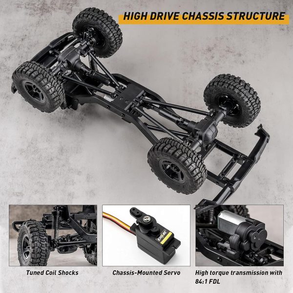 WOWRC 1/18 RC Crawler, Mini RC Rock Crawler for Adults, 2.4GHz 4WD RC Cars with Battery Charger (Arizona) - Image 6