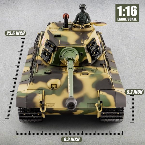 RC Tank HengLong German King Tiger Henschel Heavy Tank, 1/16 2.4ghz Remote Control Tank Vehicles Model with Sound & Light for Ages 14+ - Image 6