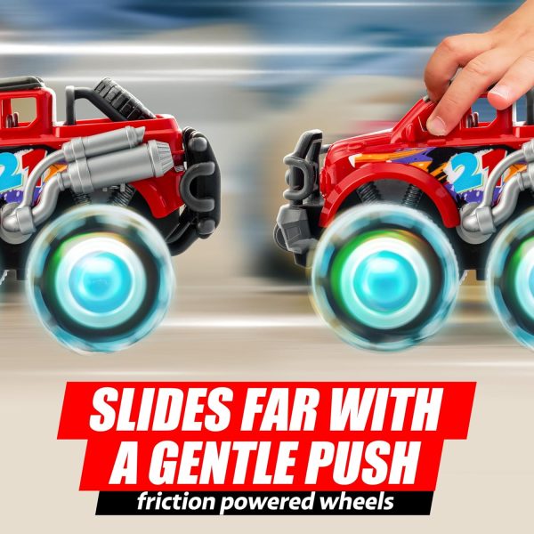 3Pack Monster Truck Toy - Toy Truck with Flashing LED Wheels - Light-Up Cars for Toddlers - Birthday Gift for Boys Girls - Friction-Powered - Image 4