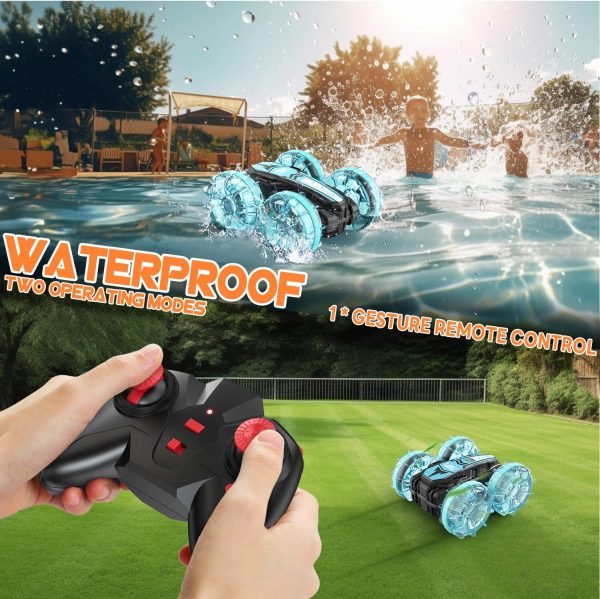 Remote Control Car, Amphibious RC Cars Toys for Ages 5-7, 4WD RC Boat, Waterproof 360° Rotating RC Monster Truck Stunt Car, Christmas Birthday Gifts Toys for Ages 8-13, Water Beach Pool Toy - Image 5