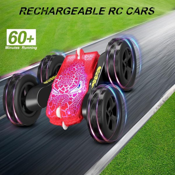 RC Cars,Dinosaur Remote Control Car,Fast RC Car,Kids Remote Control Cars for Boys 8-12 with Crackle Light,Rechargeable,Radio Controlled,2.4GHz,360°Rotate,All Terrain Stunt Toys Car,Girls Birthday Gift - Image 5