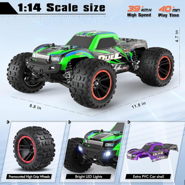 HAIBOXING RC Cars, 1:14 Hobby Fast Remote Control Cars for Adults, 39km/h High-Speed 4x4 Off-Road RC Truck RC Monster Truck Waterproof Crawler Racing Buggy 2 Batteries for Boys, Kids - Image 7