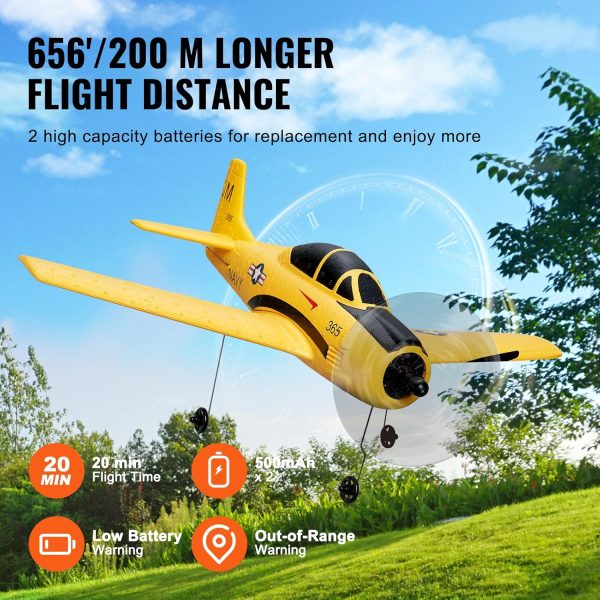 VEVOR RC Plane, 2.4GHZ 4 Channel RC Airplane with 6-Axis Gyro Stabilizer&2 Batteries, Ready to Fly T28 Trainer Aircraft Plane Toy, RC Glider for Adults Kids Beginners Boys Birthday/Xmas Child Gift - Image 6