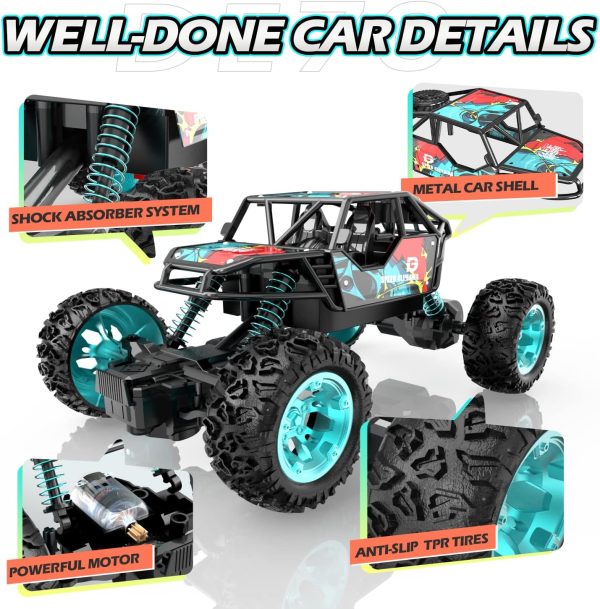 DEERC DE70 Remote Control Truck W/Metal Shell, 60+ Mins, 2.4G, 1:22 RC Cars Crawler for Boys, Monster Trucks, Toy Vehicle Car Gift for Kids Adults Girls - Image 3