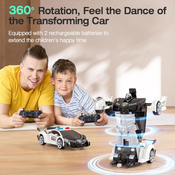 KKM Remote Control Car Toy, 2.4Ghz Transform Robot RC Cars with Flashing Light, 1:18 Scale One Button Deformation Toy Gift Car & 360° Rotating Drifting RC Toy Car for Age 6-12 Years Boy Kids-Black - Image 5