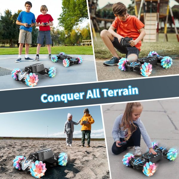 VANLINNY Gesture Sensing RC Stunt Car with Light & Music,Drift Hand Controlled Remote Control Twist Cars Toys for 8-12 yr Boys Girls,4WD 2.4GHz Monster Truck 360° Flips/Spray,Xmas Gift for Kids. - Image 5