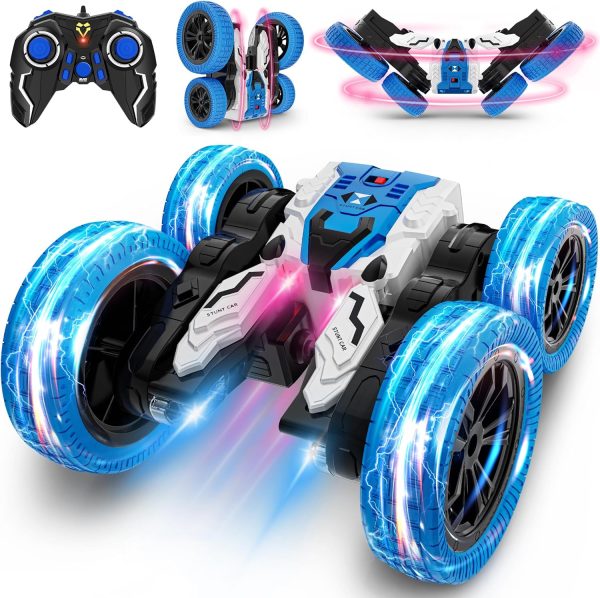 Remote Control Car, Double Sided RC Car, 4WD Off-Road Stunt Car with 360° Flips, 2.4Ghz Indoor Outdoor All Terrain Rechargeable Electric Toy Cars Gifts for Boys Kids 3 4 5 6 7 8 9 10 11 12 Year Old - Image 2