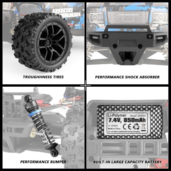 HAIBOXING RC Cars 1/18 Scale 4WD Off-Road Monster Trucks with 36+KM/H High Speed, 2.4 GHz Remote-Controlled Electric All Terrain Waterproof Vehicles with Rechargeable Battery for Kids and Adults RTR - Image 6