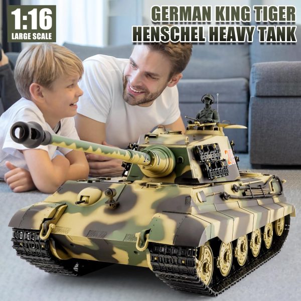 RC Tank HengLong German King Tiger Henschel Heavy Tank, 1/16 2.4ghz Remote Control Tank Vehicles Model with Sound & Light for Ages 14+ - Image 8