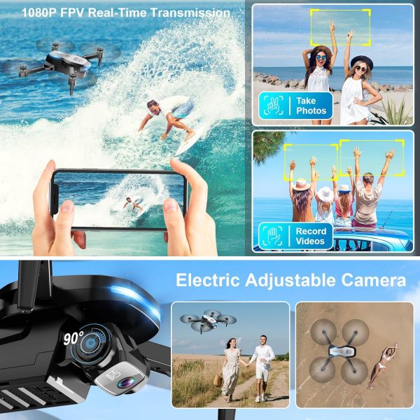 Drone with Camera 1080P FPV Foldable Drone for Beginners, Mini Drone with Altitude Hold, One Key Take Off/Land, Trajectory Flight, 3D Flip, 3 Speeds, Gravity Control,Toys for Boys Girls - Image 4