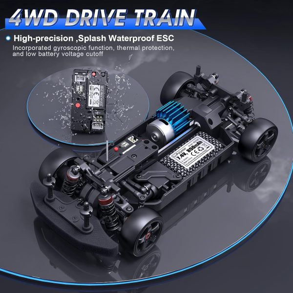 HAIBOXING 2197 RC Drift Cars 1/18 Scale High Speed Performance with Gyro, 2.4GHz Remote Control Cars 28 KM/H RTR for Kids and Adults, Electric Powered 4WD RC Rally Car with 2 Rechargeable Batteries - Image 5