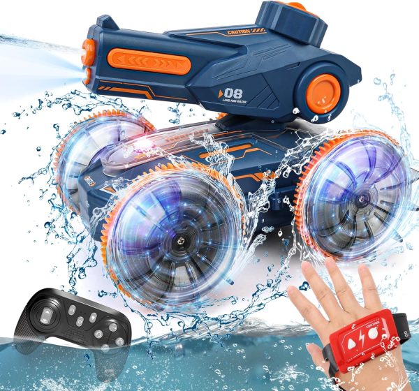 Amphibious Remote Control Car, Water and Land Stunt Car Toy with RC, Gesture Sensing, Lights, 4WD, 360° Rotation - for Kids 6+, Beach and Pool Fun for Boys and Girls - Image 2