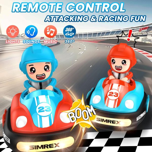 Remote Control Bumper Car for Kids,RC Bumper Car Toys with Light Music Sound, RC Battle Race Car Set of 2 Players,Gift for Toddler Boys and Girls - Image 3