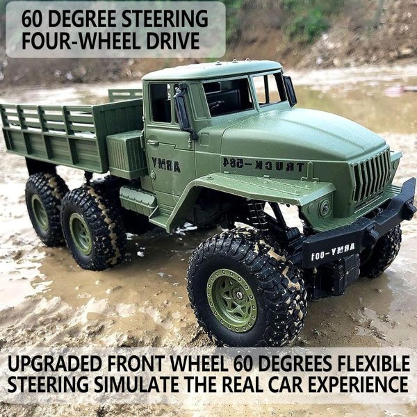 RC Military Truck 6x6 Road Remote Control Car 1/16 Scale Remote Control Truck 4WD All Terrain Rock Army Transport Vehicle Toy Vehicle for Kids Children Boy Gift - Image 6