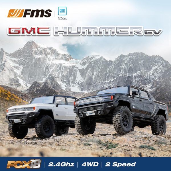 FCX18 FMS 1/18 Hummer EV RC Crawler, RC Pick-up Truck, RC Rock Crawler with 2 Speed, Lighting Control, Portal Axles and 7.4V 900mah Battery for Adults (Black) - Image 8