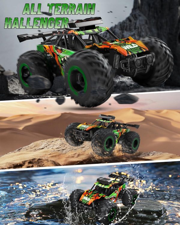 Remote Control Car, RC Truck for Boys 5-12, High Speed All Terrain Kids Toys, Monster Truck for Boys Girls, RC Truck with Car Body Lights & Headlights for Christmas Halloween Thanksgiving - Image 4