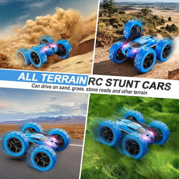 Remote Control Car, RC Cars Toys for Kids Ages 6-12, 4WD Stunt Car with LED Lights & 360° Flips, 2.4GHz, Upgraded USB-C Modular Batteries, 8-10 Year Old Boys 1-Blue - Image 6