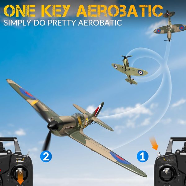 RC Plane 4 Channel Remote Control Airplane - Ready to Fly Spitfire RC Airplane for Beginners Adult with Xpilot Stabilization System & One Key Aerobatic - Image 5