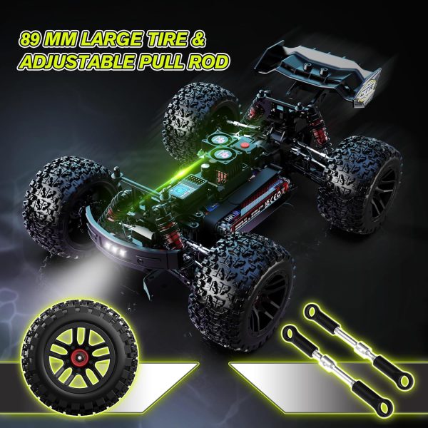 RIAARIO 1:14 Brushless RC Cars for Adults - Max 45MPH RC Trucks -All Terrain Monster Truck - Off-Road RC Trucks - High Speed RC Car 4WD Remote Control Car with 2S Lipo Batteries for Adult - Image 7