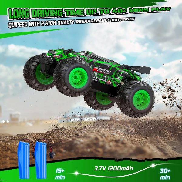 Remote Control Car, Rc Cars, Multi-Terrain RC Truck, 2.4GHz 2WD 20KM/H Two Speed Remote Control Monster Truck with Headlight and Bodylight Rechargeable Truck Toys for Kid - Image 6