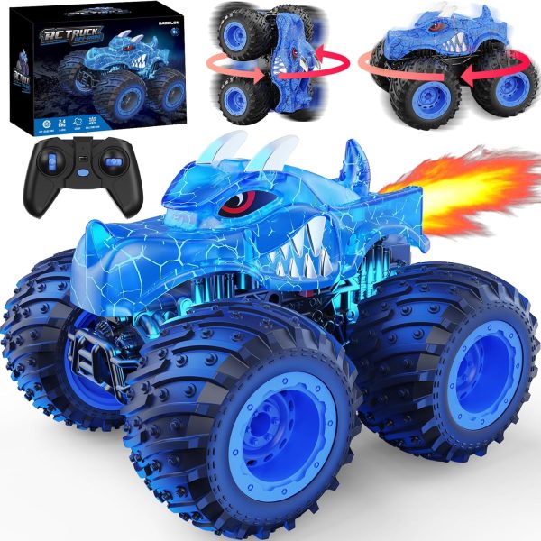 BAODLON Remote Control Monster Car, 2.4GHz RC Monster Trucks Toys for 3 4 5 6 7 8 Years Old Boys Kids, All Terrain RC Truck Off Road with Spray, Light, Rechargeable Battery, Christmas Birthday Gifts - Image 2