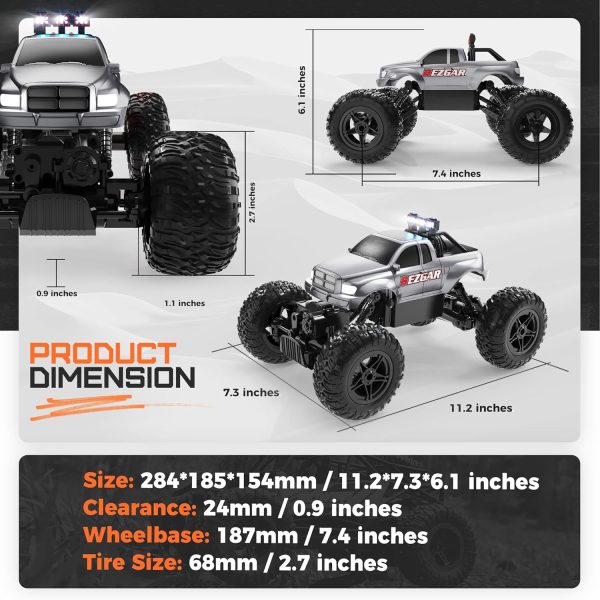 BEZGAR Rc Cars for Boys Age 8-12 -1:14 All Terrain Rc Monster Truck for Kids with Rechargeable Battery, 2.4GHz Remote Control Monster Truck, TC141 Remote Control Cars for Boys Age 4-7 - Image 5