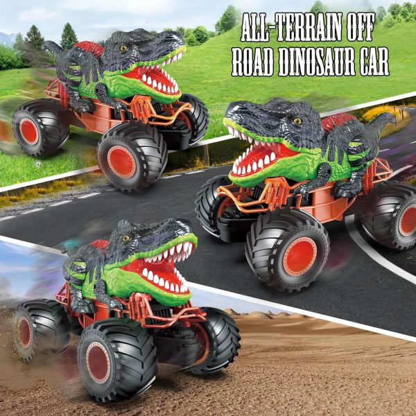 RC Dinosaur Car Toys for Kids 2.4GHz Remote Control Truck with Light, Sound & Spray Electric Monster Trucks Gifts for Boys Girls 3,4,5,6,Years Old - Image 5