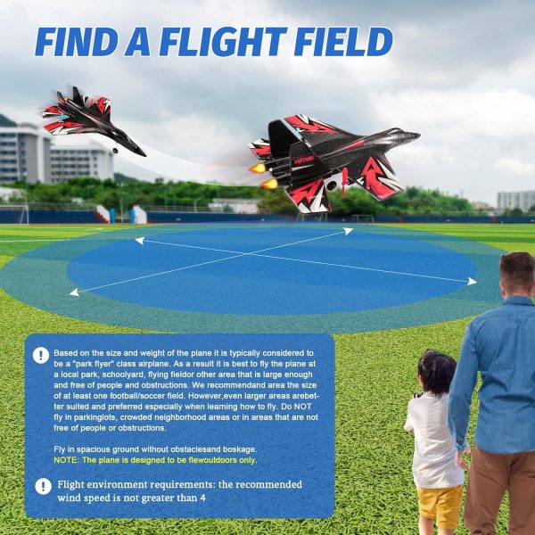 SU27 RC Plane, 2.4GHZ RC Airplane Ready to Fly Remote Control Airplane W/ 2 Batteries & 6-axis Gyro Stabilizer, 2CH RTF Hobby RC Glider for Beginners Kids Boys Girls Adults - Image 5