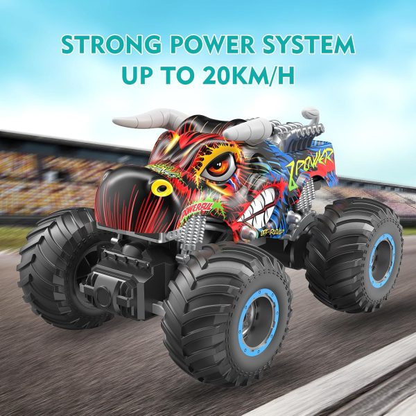 Remote Control Monster Truck, 2.4GHz All Terrain Remote Control Monster Cars, 1:16 Monster Truck RC Trucks, Remote Monster Car with Spray Music and Light for Boys 4-7 8-12 Kids - Image 5