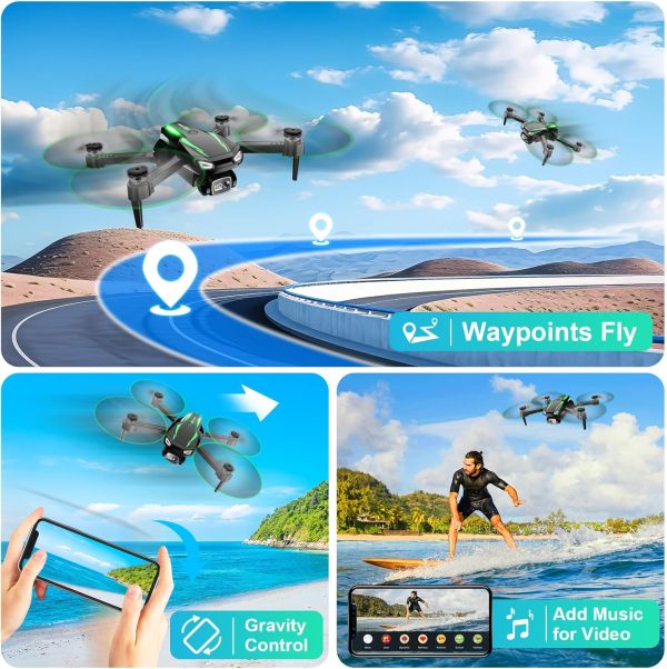 Drone with Camera, 1080P HD FPV Foldable Drone for Kids Adults Beginners, Brushless Motor RC Quadcopter with Stable Hover, Gestures Selfie, Waypoint Fly, 3D Flips, One Key Start, 2 Batteries - Image 5