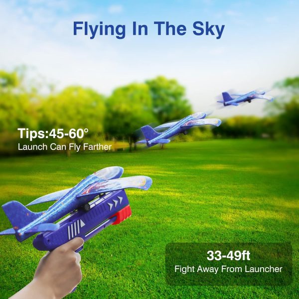 3 Pack Foam Airplane Launcher Toys, 2 Flight Mode Glider Plane,Kids Flying Toy,3 4 5 6 7 8 9 10 11 12 Year Old Boys Girls Gifts,Outdoor Sport Party Favor - Image 4