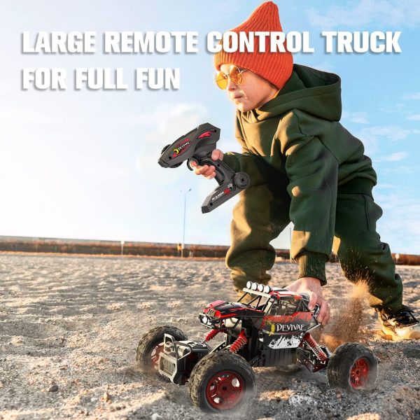 CROBOLL 1:12 Large Remote Control car for Boys Girls with Upgraded Lifting Function, 4WD 20km/h RC Car Toy Gift for Kids Off-Road RC Rock Crawler, 2.4GHz RC Monster Truck for 60Mins Play(Red) - Image 3