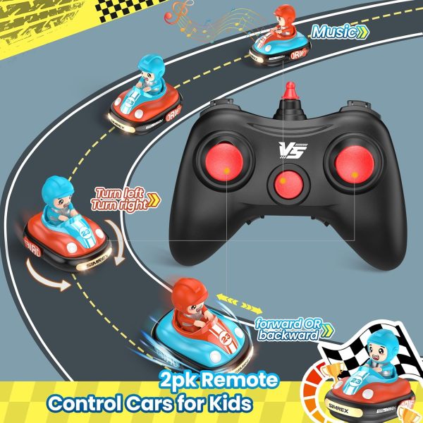 Remote Control Bumper Car for Kids,RC Bumper Car Toys with Light Music Sound, RC Battle Race Car Set of 2 Players,Gift for Toddler Boys and Girls - Image 5