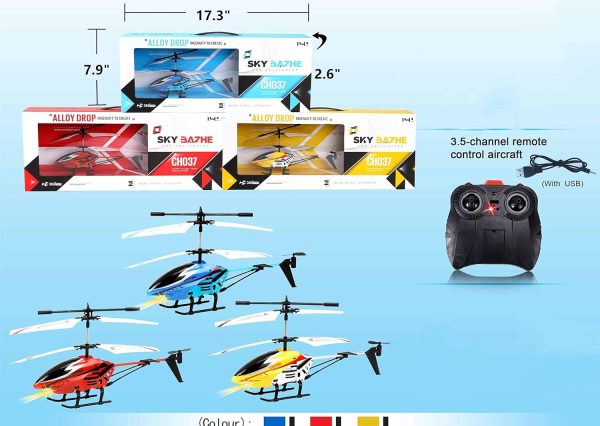 Toy Alloy Mini Helicopter Remote Control Micro RC Helicopter with Gyro and LED Light 3.5HZ Channel, Random Color - Image 3