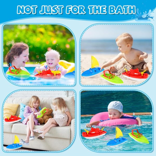 Toy Boats, 3 PCS Boat Bath Toy Toddler Pool Toys, Toy Boats for Water Play Plastic Toy Boats for Toddlers 1-3 - Image 5