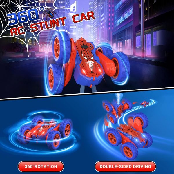 Spider Remote Control Cars for Kids,Double Sided 360° Flips Rotating 4WD Off Road Racing RC Car, RC Stunt Car Toys for Girls Boys Age 4 5 6 7 8 9 10,Perfect Kids Toys Gifts on Birthday (Red) - Image 4