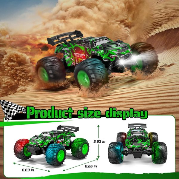 Remote Control Car, Rc Cars, Multi-Terrain RC Truck, 2.4GHz 2WD 20KM/H Two Speed Remote Control Monster Truck with Headlight and Bodylight Rechargeable Truck Toys for Kid - Image 9