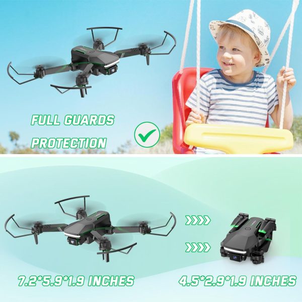 Drone with Camera for Kids - RC Helicopter Boy Gifts Toys, Mini FPV Drones with 1080P HD Camera, Foldable Remote Control Quadcopter with One Key Start, Stable Hover, Gesture Selfie, 2 Batteries, Black - Image 6