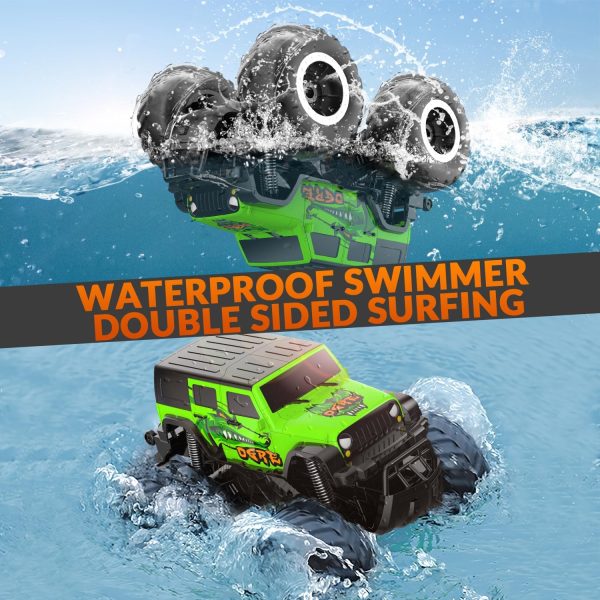 STEMTRON Amphibious Remote Control Car Toys for Boys 2.4GHz 1:16 All Terrain Off-Road RC Car Waterproof RC Monster Truck Kids Pool Toys Remote Control Boat Gifts for Kids Boys - Image 5