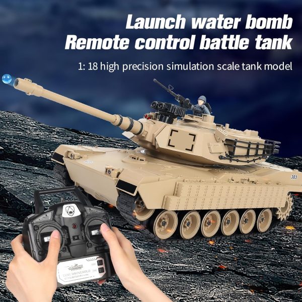 Remote Control Tank 1:18 M1A2 RC Tank 2.4G 15CH Main Battle Tank with Smoking and Vibration Controller Shoot BBS Airsoft Bullets Military Vehicle Toy for Kids and Adults - Image 4