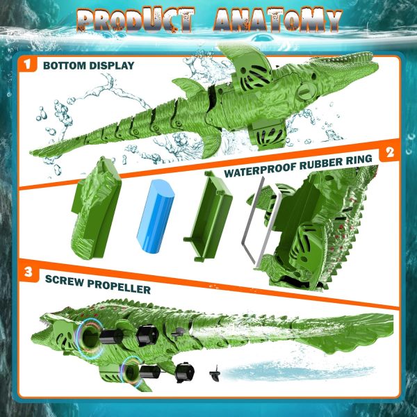 2.4GHz Remote Control Mosasaurus Dinosaur Swimming Pool High Simulation Toys, RC Boat Lake Bathroom 8-12 Years Boys Girls Christmas Halloween Tricky Birthday Gift - Image 3