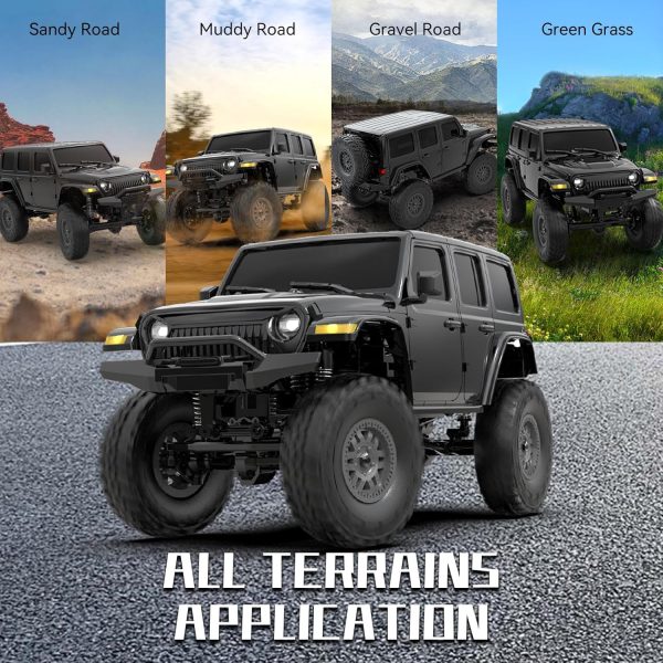 1/24 RC Crawler 4WD Off-Road Monster Truck, Rock Climbing Vehicle with Bright Headlights, Waterproof RTR 2.4GHz Hobby-Grade Remote Control Car with 4 Batteries for Adults and 14+ Years Olds - Image 3